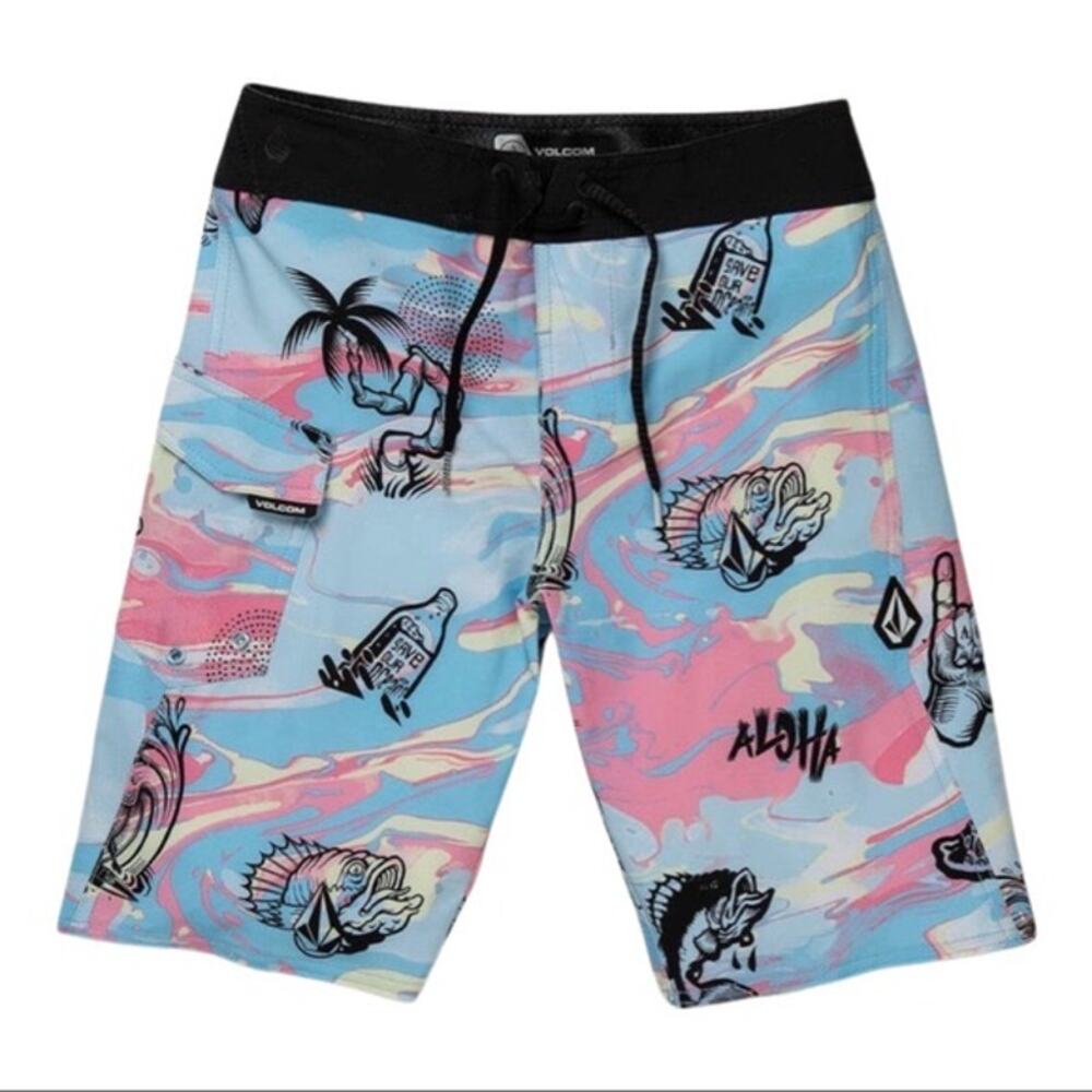 Volcom Mod-Tech Board Shorts Men's 28 Aloha Surf Swim Trunks